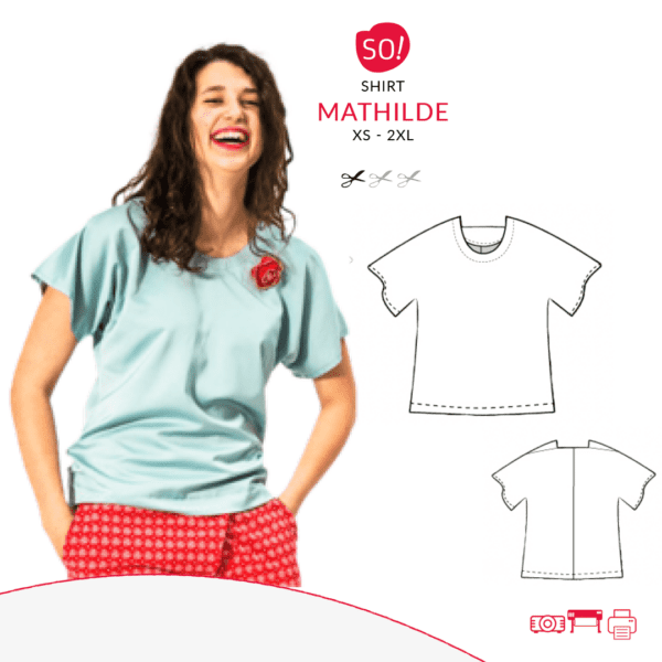 Blusen Schnittmuster "Mathilde" | Schnittmuster Blusenshirt | Shirt Schnittmuster angeschnittene Ärmel