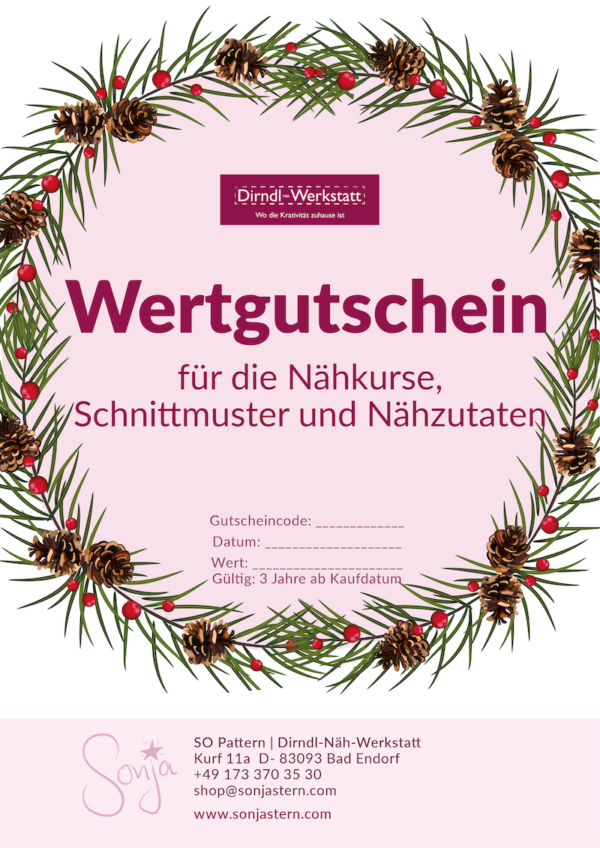 Dirndl Nähkurse Gutschein | Nähkurse Gutschein | Schnittmuster Gutschein | Wertgutschein – Bild 7