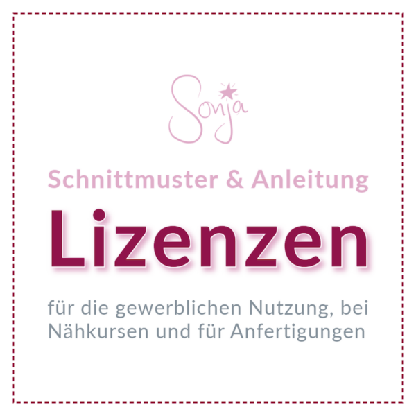 Schnittmuster Lizenzen für Nähkurse und Anfertigungen // Gewerbliche Lizenzen