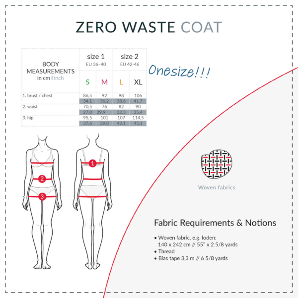 Zero Waste Coat Sewing Pattern, Fabric