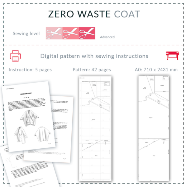 Zero Waste Coat Sewing Pattern, Pattern