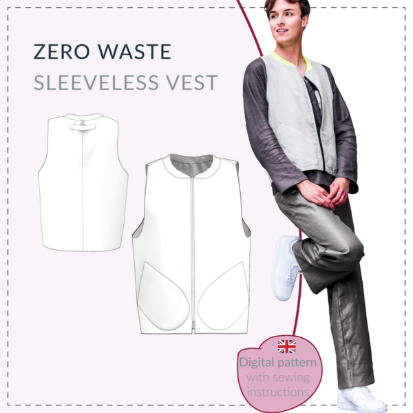 Zero Waste Mens sleeveless vest sewing pattern